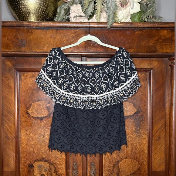 GUC Hemant & Nandita- Black Off-Shoulder Embroidered Women's Top. Size M - Picture 3 of 9